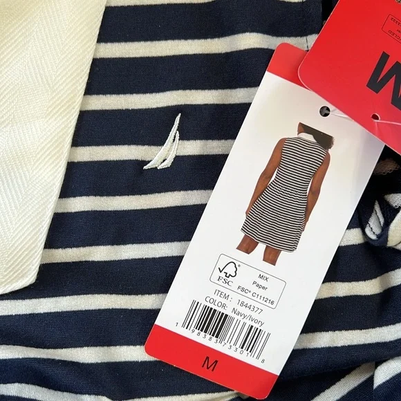 New Nautica Brand Dress with Pockets Size Medium in Navy and White - Picture 14 of 14